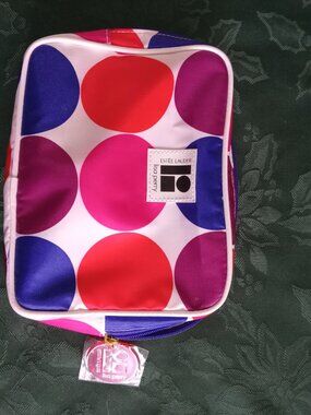 New Lisa Perry for Estee Lauder circles cosmetic bag with cute charm